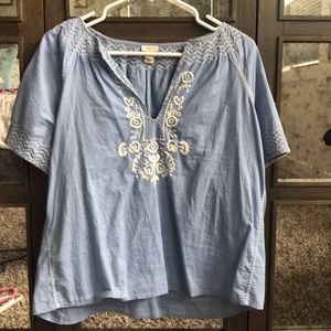 J.Crew Embroidered Smocked Top